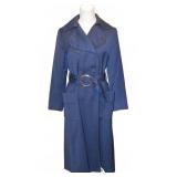 Vintage 1970s Lanson Navy Blue Belted Trench Coat