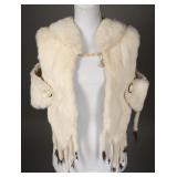 1920s to 30s Ermine Fur Vest with Deco Buttons