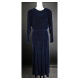 Vtg 80s RalphLauren Saphire Blue Silk Velvet