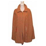 Vintage 60s-70s Plaid Wool Zippered Cape Coat