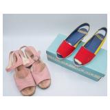 Vintage 80s Sporto Tri-Color & Pink Woven Sandals