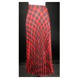 Vtg 70s Tartan Plaid Accordian Pleat Maxi Skirt
