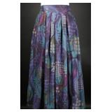 Vtg 80s Cassidy Purple Geometric Print Midi Skirt