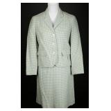 Vtg 1960s Wool Houndstooth 2-Piece Skirt Suit Set
