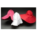 Three Vintage 80s Cotton Wide-Brim Sun Hats