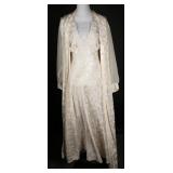 Vtg Private Luxuries Satin Jacquard Peignoir Set