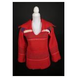 70s Red Wool Pullover With Multicolor Stripes