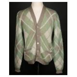 Vintage 1960s Jockey Mohair Wool Argyle Cardigan