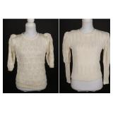 Vintage 80s Boho Ivory Openwork Knit Sweater Lot