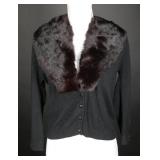 Vintage 50s Knit Cardigan Sweater w/Rabbit Collar