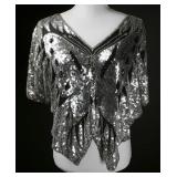 Vintage 80s Glam Black Sequin Butterfly Beaded