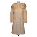 Vintage 1960s Cream Bouclï¿½ Fox Fur Collar Coat