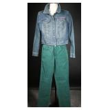 Vtg 90s-Y2K GUESS Denim Jacket & Green Jeans