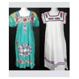 Pair of Vtg Hand-Embroidered & Ribbon Folk
