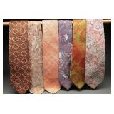 Six Vintage 60s-70s Patterned Polyester Neckties