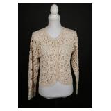 Boho Vintage 90s New York Cream Crochet Cardigan