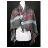 Vintage 80s Plaid Softest Fringe Wrap Shawl