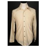 Vintage 70s Beige Qiana Nylon Long Sleeve Shirt