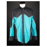 Cowboy Up Rodeo Wear Teal Western Snap Shirt