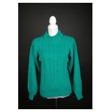 OHI Green Cable Knit Acrylic Sweater Size Small