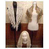 1980s European Lace Capelets and Head Scarf Group