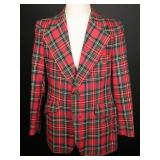 Vintage 1970s Red Royal Stewart Plaid Wool Blazer