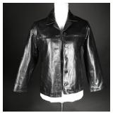 Vtg 90s/Y2K GAP Boys/Kids Black Leather Jacket