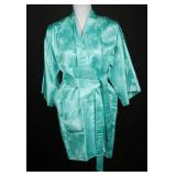 Vtg NOS 60s R Mart Japanese Aqua Brocade Silk