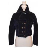 Vintage 70s Curly Top Navy Velvet Cropped Jacket