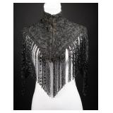 Late Victorian Era High Neck Black Beaded Capelet