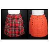 Vintage 1960s Mod Wool Mini Skirts, Size S