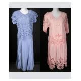 Vintage Pair of Cutwork & Lace Two-Piece Outfits