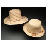 Group of two Vintage 80s Handmade Straw Hats