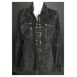 Vintage 90s Tres Jolie Black Suede Eyelet Jacket