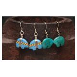 Zuni Sterling Silver Bear Fetish Earrings Pair