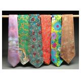 Six Vintage 70s Floral & Patterned Necktie Group