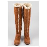 Vintage 1970s Shearling Suede Platform Boots
