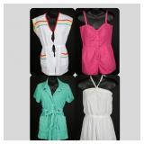 Four(4) Vtg 70s-80s Terry Cloth & Cotton Rompers