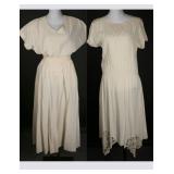 Vtg 80s CMC Cotton Dress & Boho Lace Inset Dress