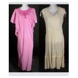 Vintage 70s Gauze & Lace Bohemian Caftan Dress