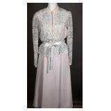 1980s SAMAX Lace Formal Dress & Jacket Set