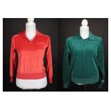 Vintage 1970s Melon and Green Velour Pullovers