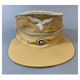 WWII German Luftwaffe Tropical Officer Visor Cap