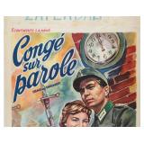 1956 Belgian Movie Poster "Congï¿½ Sur Parole"