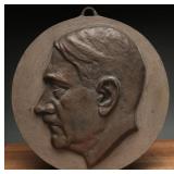 Third Reich Bronze-Finished Zinc Hitler Plaque