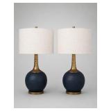Contemporary Black Rounded Base Table Lamps (2)