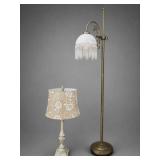 Antique Style Table and Floor Lamps (2)