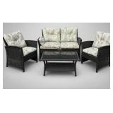 Black Woven Rattan Patio Furniture Set (4)