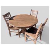 Wood Round Dining Table With 3 Chairs