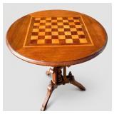 Inlaid Chessboard Pedestal Game Table